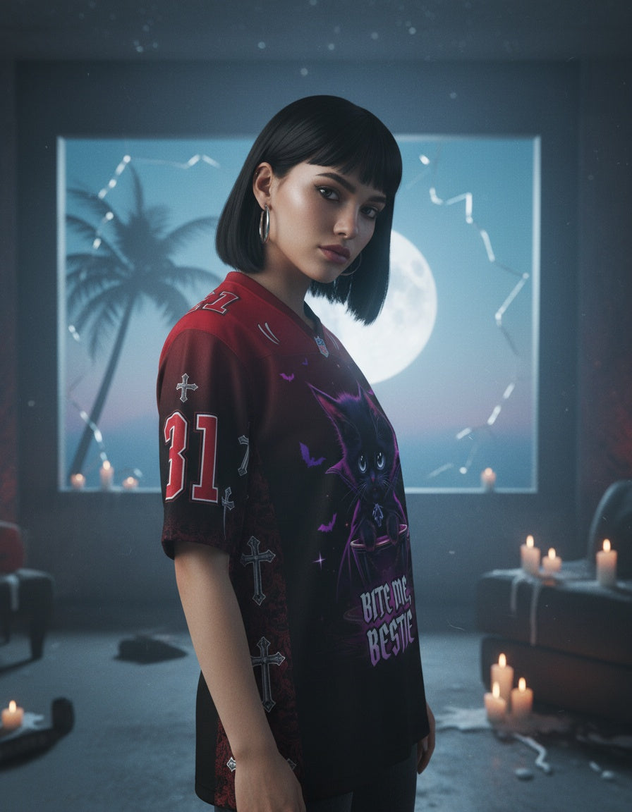 Bite Me, Bestie Mesh Jersey — worn by a model