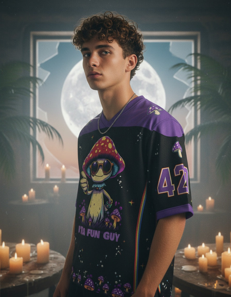 I'm A Fun Guy Mesh Jersey — worn by a model