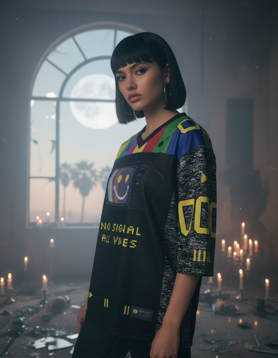No Signal All Vibes Mesh Jersey — worn by a model
