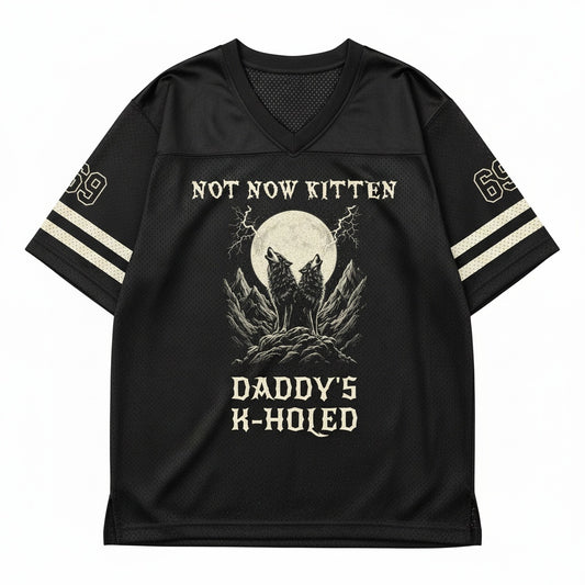 Not Now Kitten, Daddy's K-Holed Mesh Jersey — design