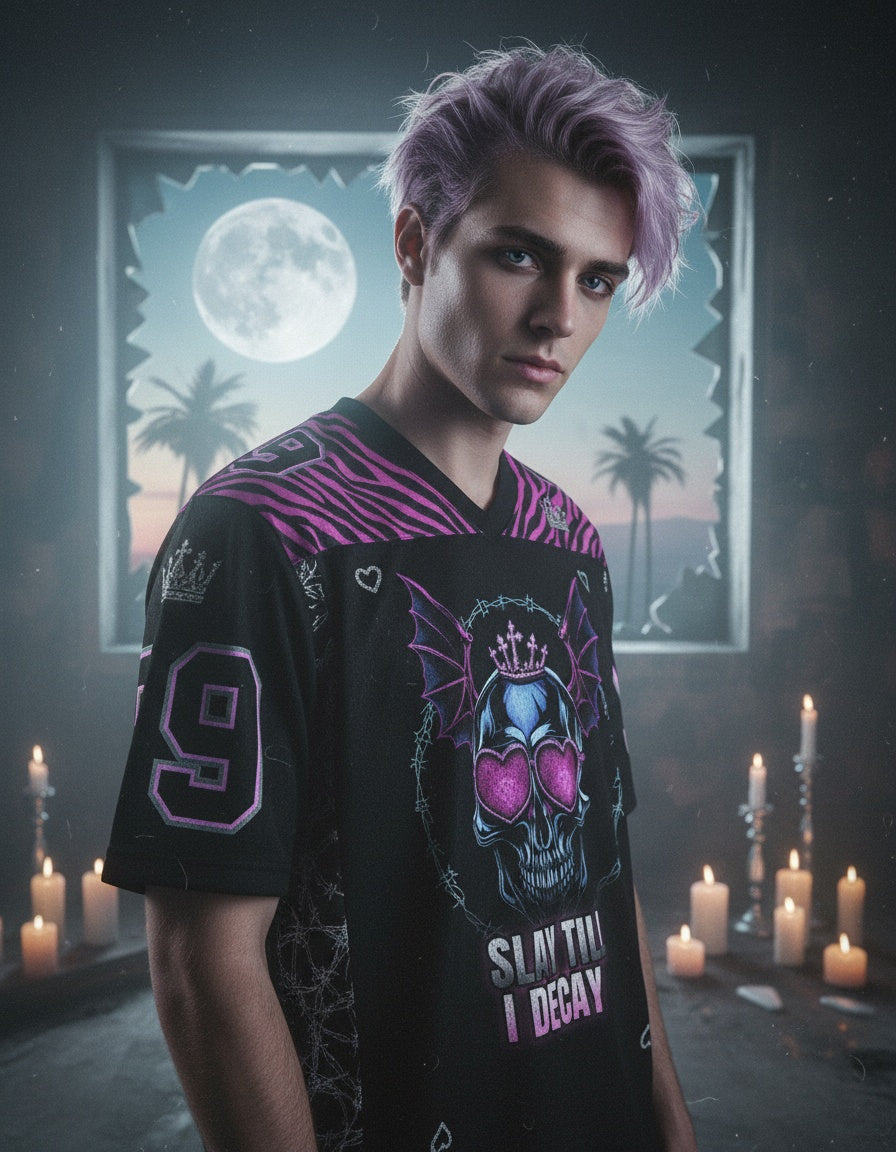 Slay Till I Decay Mesh Jersey — worn by a model