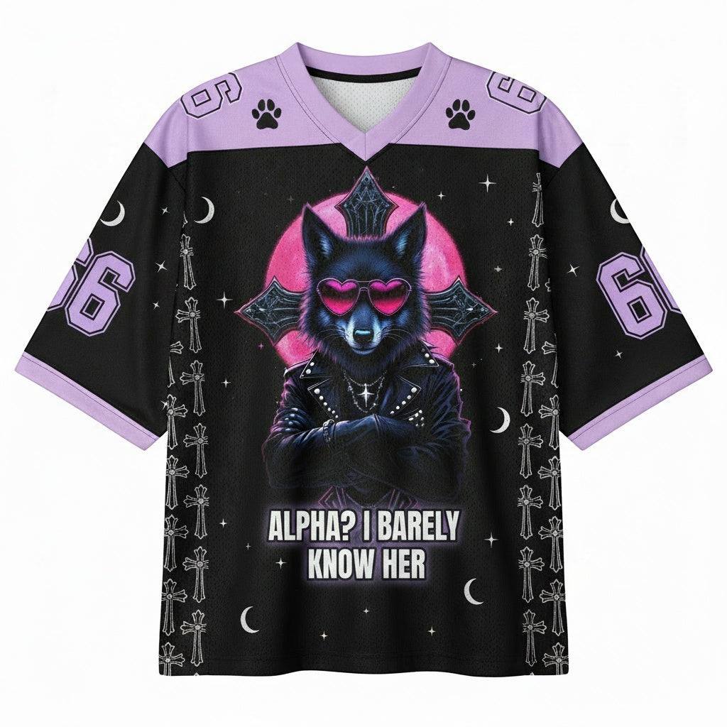 Alpha? I Barely Know Her Mesh Jersey — design
