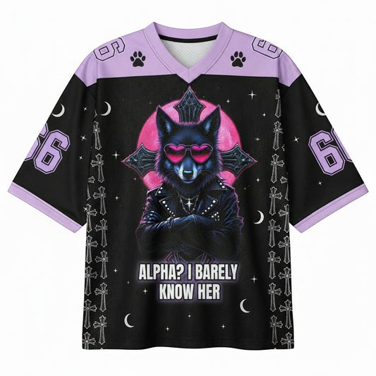 Alpha? I Barely Know Her Mesh Jersey — design