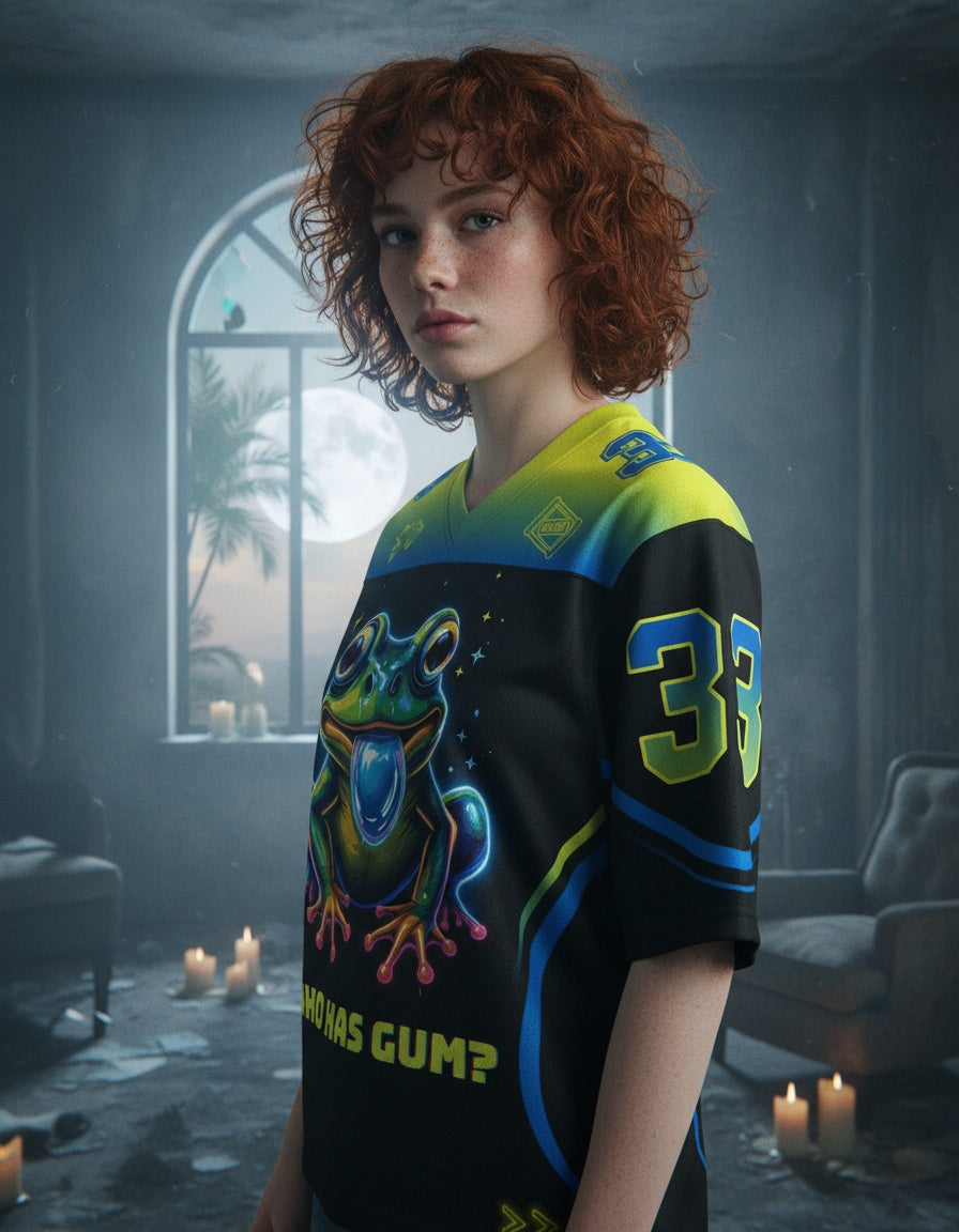 Who Has Gum? Mesh Jersey — worn by a model