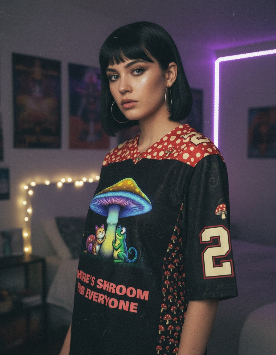 There's Shroom For Everyone Mesh Jersey — worn by a model